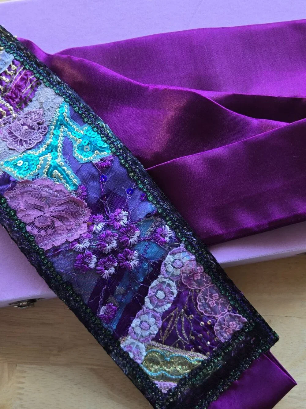 Handmade Purple and Blue Quilted Hair Sash Y2k-Style - Picture 3 of 13